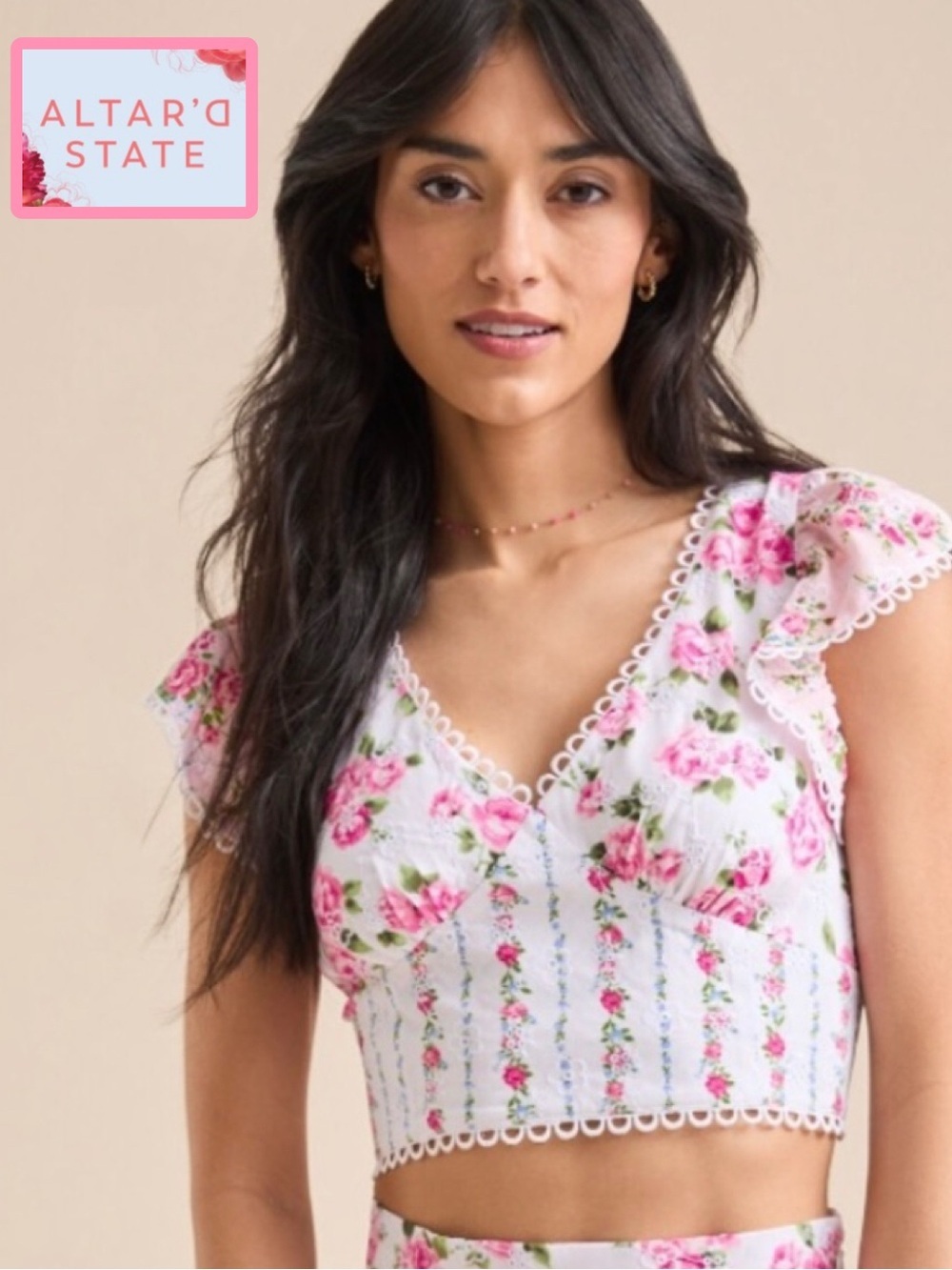 🆕 Altar'd State Camille Floral Top Large